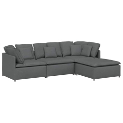 VIDAXL Modular Sofa With Footstool&cushions Fabric Dark In Grey
