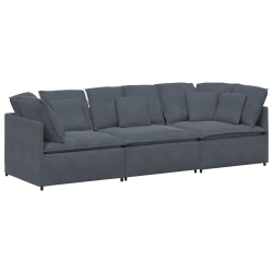 VIDAXL Modular Sofa With Cushions Velvet Dark In Grey