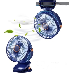 YOULIGHTS Clip Desk Fan \w Light, USB Rechargeable, 5-Speed ​​airflow, 6-Inch Mini Portable Desktop Silent Fan for Camping Home Travel Indoor