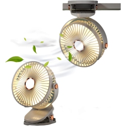YOULIGHTS Clip Desk Fan \w Light, USB Rechargeable, 5-Speed ​​airflow, 6-Inch Mini Portable Desktop Silent Fan for Camping Home Travel Indoor