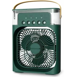 YOULIGHTS Five-Hole Ice And Humidification Portable Fan, USB Electric Fan, Led Night Light, Water Mist Fun 3-In-1 Home Air Humidifier(Green)