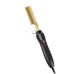 GREEN SCENIC Hair Straightener - Women's Ceramic Hot Comb Straightener Men's Beard Straightener Electric Hot Comb Pressing Comb (Gold Au)