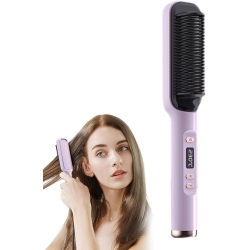 GREEN SCENIC Hair Straightener Hot Comb Straight Hair Comb, 10 Seconds Fast Ceramic Heating, Negative Ion Technology Anti-Scalding Design, Suitable