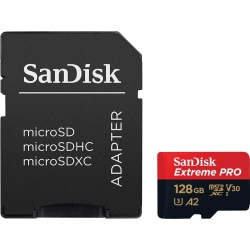 SANDISK 128GB Extreme Pro Microsd Uhs-I Card With Adapter C10, U3, V30, A2, 200Mb/s Read 90Mb/s Write Sdsqxcd-128G-Gn6Ma