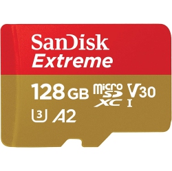 SANDISK 128GB Extreme Microsdxc Uhs-I Memory Card With Adapter - Up to 190Mb/s, C10, U3, V30, 4K, 5K, A2, Micro Sd Card - Sdsqxaa-128G-Gn6Ma