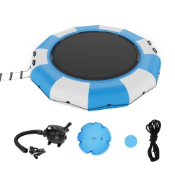 VEVOR 13Ft Inflatable Water Bouncer, Recreational Water Trampoline, Portable Bounce Swim Platform \w 3-Step Ladder & Electric Air Pump, Kids Adults