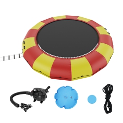 VEVOR 17Ft Inflatable Water Bouncer, Recreational Water Trampoline, Portable Bounce Swim Platform \w 5-Step Ladder & Electric Air Pump, Kids Adults