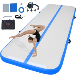 VEVOR 10 Ft Gymnastics Air Mat, 4 Inch Thickness Inflatable Gymnastics Tumbling Mat, Tumble Track \w Electric Pump, Training Mats for Home