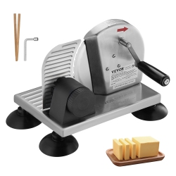 VEVOR 0-6" Adjustable Thickness Manual Bread Slicer, Cheeser Butter Cutting, Micro-Serrated Stainless Steel Blade, Aluminum Alloy Commercial Cheese