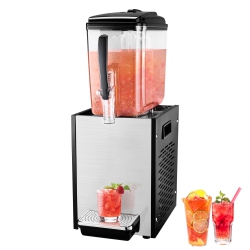 VEVOR 12 L / 12.7 Qt Commercial Beverage Dispenser, Juice Dispenser, 246W 304 Stainless Steel Food Grade Ice Tea Drink Machine \w 45°F-54°F