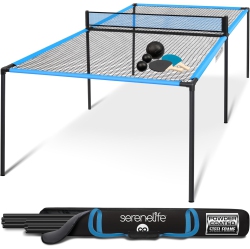 SERENELIFE Trampoline Ping Pong Table - Heavy Duty Powder Coated Steel Frame And Connectors - Full Size 94" - Hand Pong Game Table \w Paddles