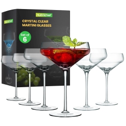 NUTRICHEF 10OZ Martini Glasses Set Of 6, Elegant Cocktail Glasses for Martini, Cosmopolitan, And Mixed Drinks, Durable And Stylish Glassware For