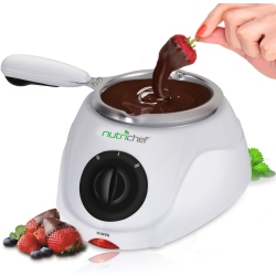 NUTRICHEF Chocolate Melting Warming Fondue Pot - 25W Chocolate Melter 8.8 OZ Capacity - Keep Warm Dipping Function & Removable Pot - Perfect For