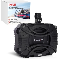 PYLE 10 Inch Subwoofer System - 400 Watts Powered Subwoofer for Marine & Powersports, Quick-Mount, Water Resistant Vehicle System, Weatherproof