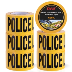 PYLE 6 Pieces Safety Police Line Do Not Cross Barricade Tape Set - 656 Foot Long Tape Roll Suitable for A Wide Range Of Applications, Including