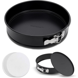 NUTRICHEF 9 Inch Nonstick Cheesecake Springform Cake Pan | Stainless Steel Clasp & Removable Bottom | Durable Carbon Steel Cheesecake Pan | Easy To
