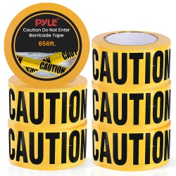 PYLE 6 Pieces Caution Do Not Enter Tape Set - 656 Foot Long Tape Roll Suitable for A Wide Range Of Applications, Including Roadworks, Events, And