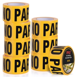 PYLE 8 Pieces Safety No Parking Barricade Tape Set - 656 Foot Long Tape Roll Suitable for A Wide Range Of Applications, Including Roadworks