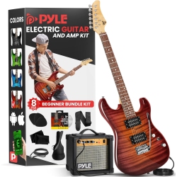 PYLE Electric Guitar Kit With Amp, Full Size Instrument With Humbucker Pickups, Guitarra Electrica Amplifier And Beginner Bundle Accessories, 39