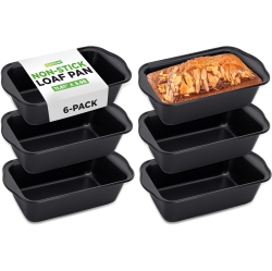 NUTRICHEF Loaf Pans Set Of 6 | Non-Stick Premium Bread Pans Quick & Even Heat Distribution | Oven Safe to 450 F | No Pfoa, Pfos & Ptfe | Food Grade
