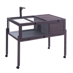 VEVOR Tortoise Habitat, Wooden Tortoise House Indoor & Outdoor, Rolling Tortoise Enclosure \w Light Stand, Reptile Enclosure Small Animal Cage \w