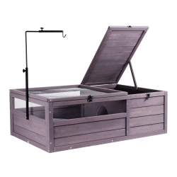 VEVOR 38X24X13 Inch Tortoise Habitat, Wooden Tortoise House Indoor & Outdoor, Tortoise Enclosure \w Adjustable Lamp Holder, 2-Room Reptile Enclosure