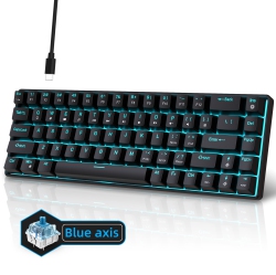 GREEN SCENIC 68-Key Mechanical Gaming Keyboard With Plug-In Shaft Design And Two-Color Injection Keycaps With Ice Light In Blue