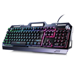 GREEN SCENIC Mechanical Feel Metal Wired Keyboard Rainbow Light - Wired [Single Keyboard] In Black