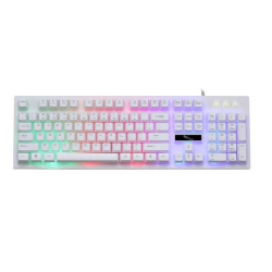 GREEN SCENIC Wired Backlit Computer Keyboard USB Illuminated Suspension - In White