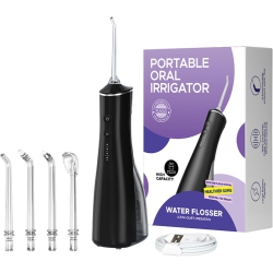 GREEN SCENIC Dental Irrigator, Oral Irrigator, Ipx7 Waterproof, Includes 4 Function Nozzles, 3 Water Pressure Modes, USB Charging, Up to 30 Days Of