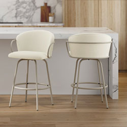 !NSpire Kalani Contemporary Counter Height Swivel Barstool - Set of 2 - Beige