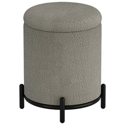 !Nspire Round Fabric Storage Ottoman - Cream