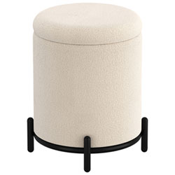 !Nspire Round Fabric Storage Ottoman - Cream