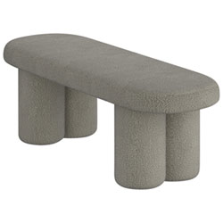 !Nspire Contemporary Boucle Polyester Oval Bench - Warm Grey