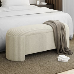 Inspire Fabric Bench Ottoman - Dark Beige
