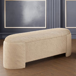 Inspire Fabric Bench Ottoman - Dark Beige