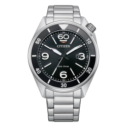 CITIZEN Mens Sport Eco-Drive Watch 44MM Silver-Tone Stainless Steel Case And Bracelet With Dial (Aw1710-80E) In Black