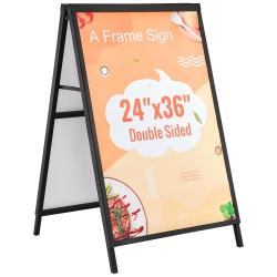 VEVOR 24X36 Inch A Frame Sidewalk Sign, Heavy Duty Slide-In Signboard Holder, Double-Sided Folding Sandwich Board Signs, Steel Pavement Sign Poster