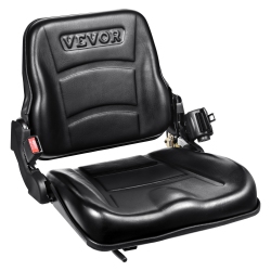 VEVOR 6.3-13.4 Inch Universal Forklift Seat, Fold Down Tractor Seat \w Adjustable Angle Back, Micro Switch And Retractable Seatbelt, Slot Forklift Seat