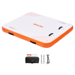 VEVOR 6 X 5Ft Inflatable Floating Dock, Non-Slip Water Floating Dock Mat \w Portable Carrying Bag & Detachable Ladder, Floating Platform Island Raft