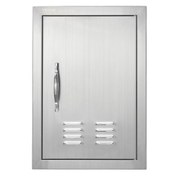 VEVOR 14W X 20H Inch Bbq Access Door, Single Outdoor Kitchen Door, Stainless Steel Flush Mount Door, Wall Vertical Door \w Handle And Vents, for Bbq