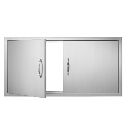 VEVOR 42W X 21H Inch Bbq Access Door, Double Outdoor Kitchen Door, Stainless Steel Flush Mount Door, Wall Vertical Door \w Handles, for Bbq Island