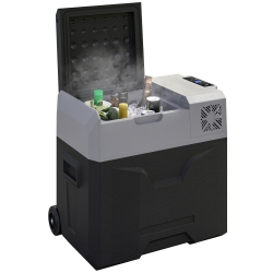 OUTSUNNY 50 Liter Car Refrigerator, 12/24V Compressor Portable Freezer Fridge, Electric Cooler Box for Camping, Travel, Picnic, Down to -20℃ In Grey