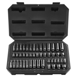 VEVOR 1/4" Drive Impact Socket Set, 48 Piece Deep & Shallow Socket Set Sae 3/16"-9/16" And Metric 4-15Mm, 6 Point Cr-Mo Alloy Steel, Easy-To-Read