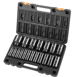 VEVOR 1/2" Impact Socket Set, 19 Piece Impact Sockets, 6-Point Sockets, 1/2 Inches Drive Socket Set Impact 3/8 Inch - 1-1/2 Inch, Cr-V Rugged