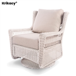 KRIKACY Rattan Rocking Chair, Swivel Glider, All-Weather Handwoven Furniture for Porch/deck In Beige