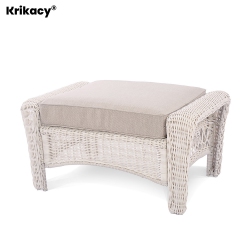 KRIKACY Ottoman With Cushioned Footrest, All-Weather Handwoven Rattan Furniture In Beige