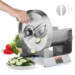 VEVOR 0-0.5"/0-12MM Thickness Manual Vegetable Fruit Slicer, Adjustable Commercial Slicer Machine, Stainless Steel Food Cutter Slicing Machine \w 2