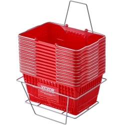 VEVOR 16.73 X 12.01 X 8.58 Inch Shopping Basket, Set Of 12, 21L Durable Plastic Grocery Basket \w Metal Handle And Stand, Portable Shop Basket Used
