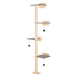 VEVOR 4 Tiers Cat Tree, Cat Wall Furniture Set \w 4 Jumping Boards, Wall-Mounted Cat Floating Shelf Up to 40 Lbs, 12 MM Pine Wood Cat Perch For